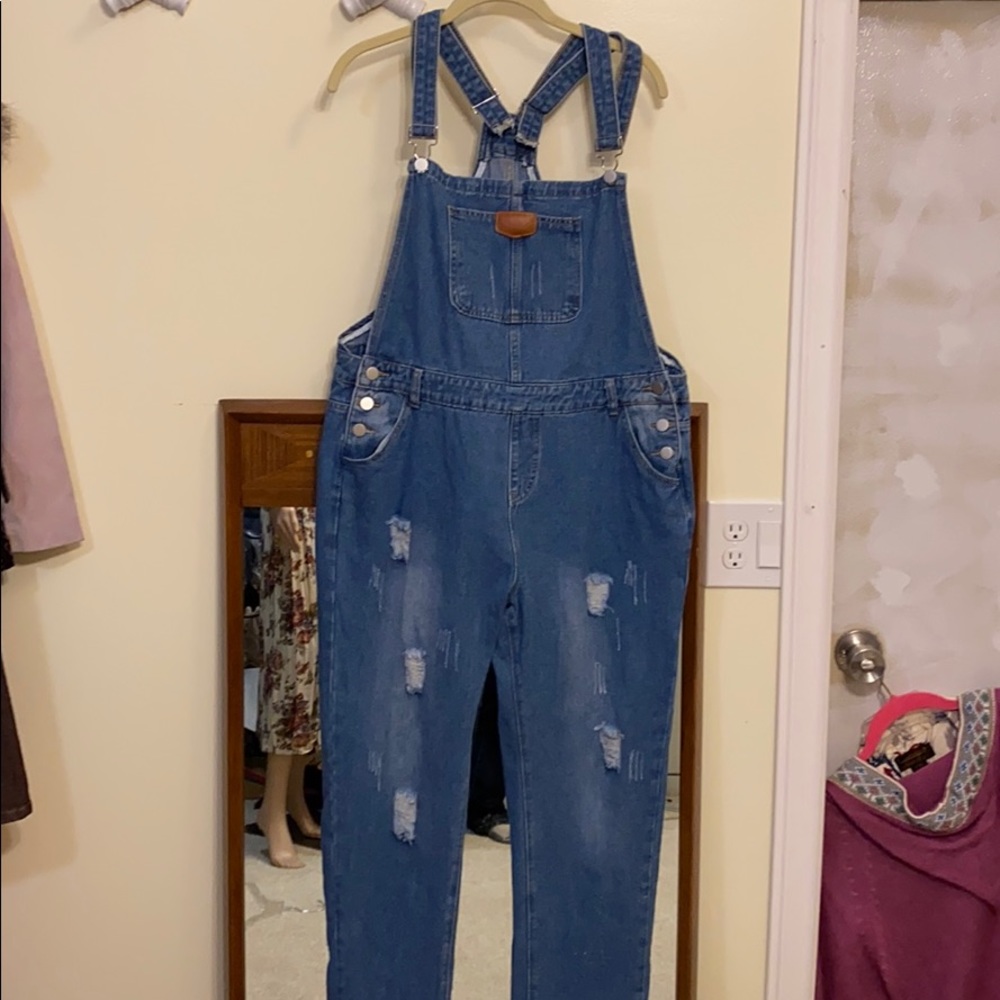 Distressed looking overalls